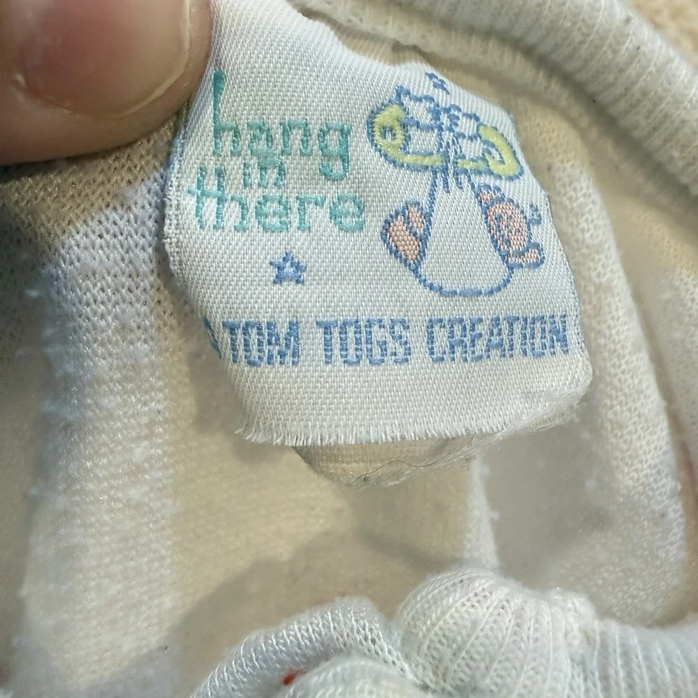 Hang in There Candy Cane Sleeper Size 6-9 Mo Hearts Terry Cloth XMas Bow VTG 90s